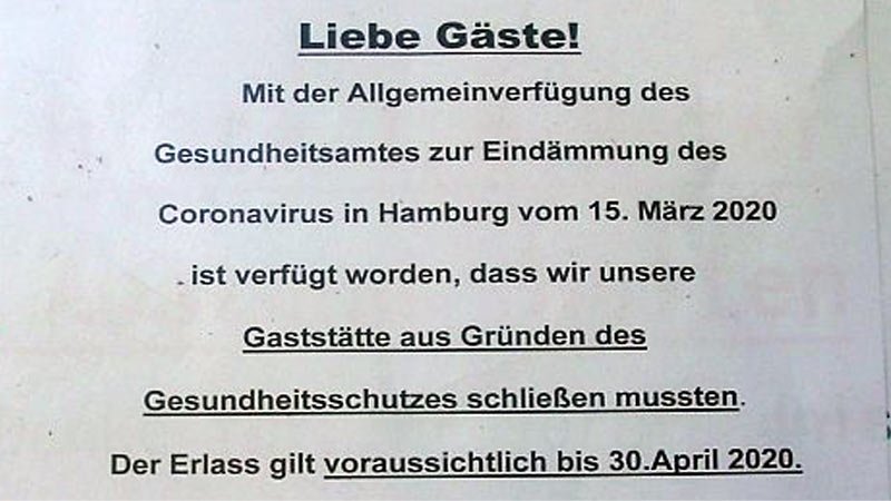 Schließungsnotiz,Gaststätte