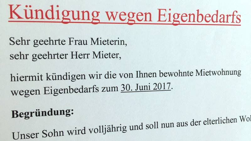 Mieter kündigen wegen eigenbedarf