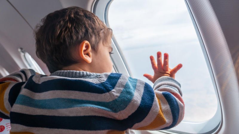 Junge,Flugzeugfenster,Reise