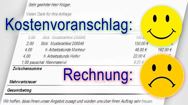 Kostenvoranschlag: Verbindlich oder nicht? Kostenvoranschlag,Smileys