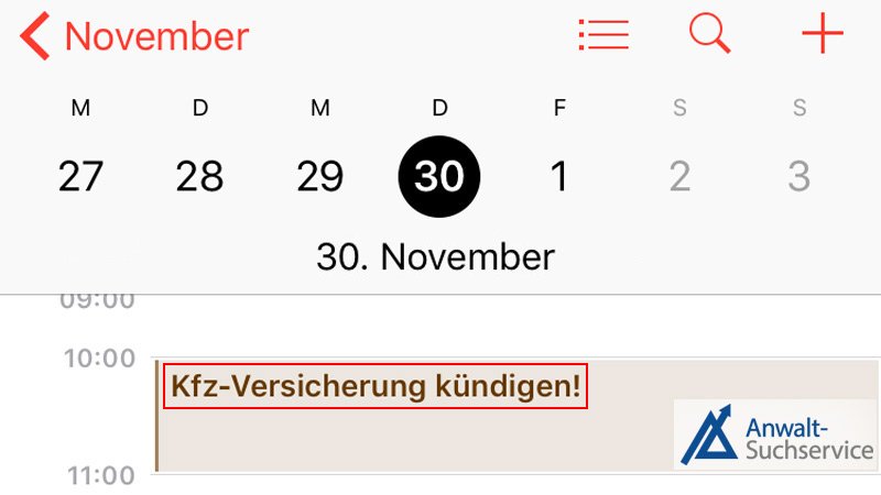 Kalender,Termin,Kündigung,Kfz-Versicherung