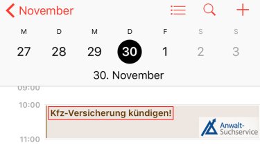 Kalender,Termin,Kündigung,Kfz-Versicherung
