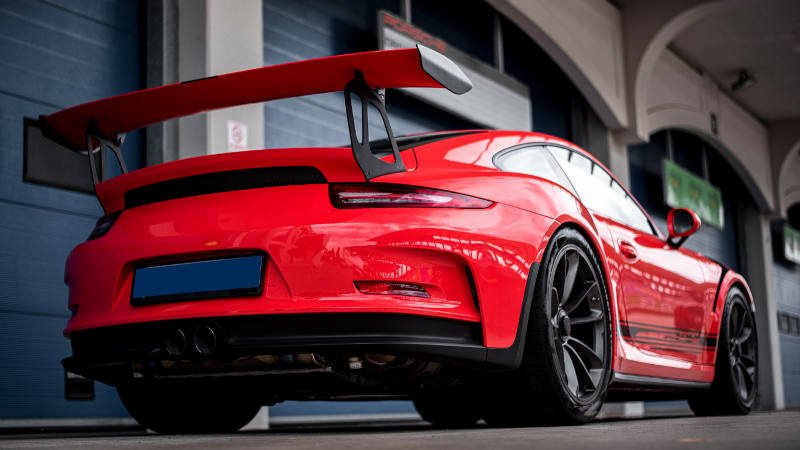 Auto,Tuning,Porsche,rot,Rückansicht