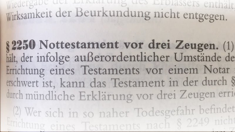 Nottestament,Erblasser,Nachlass,Testierfähigkeit,Krankenhaus