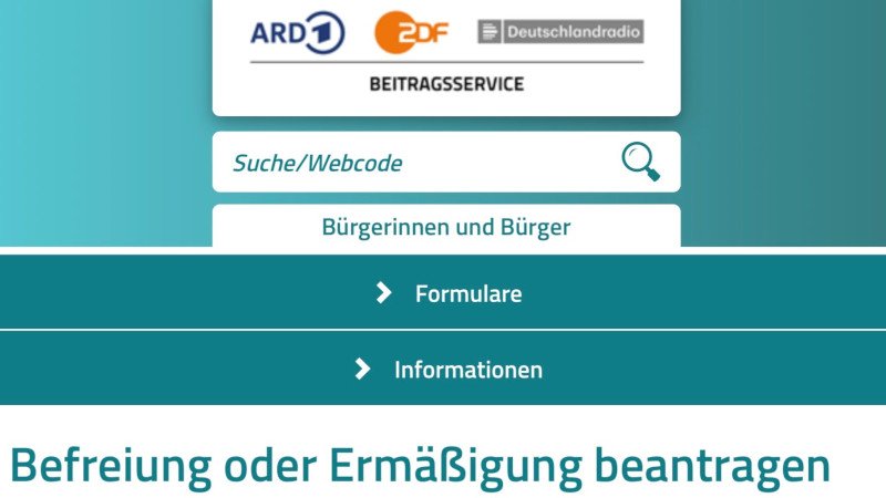 ARD,ZDF,Rundfunkbeitrag,Befreiung,Gebühren