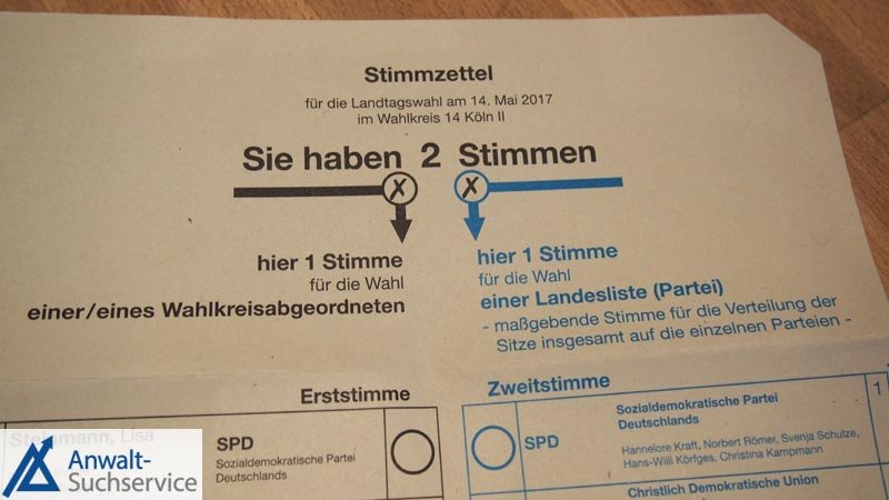 Bundestagswahl,Stimmzettel,Erststimme,Zweitstimme,Landtagswahl