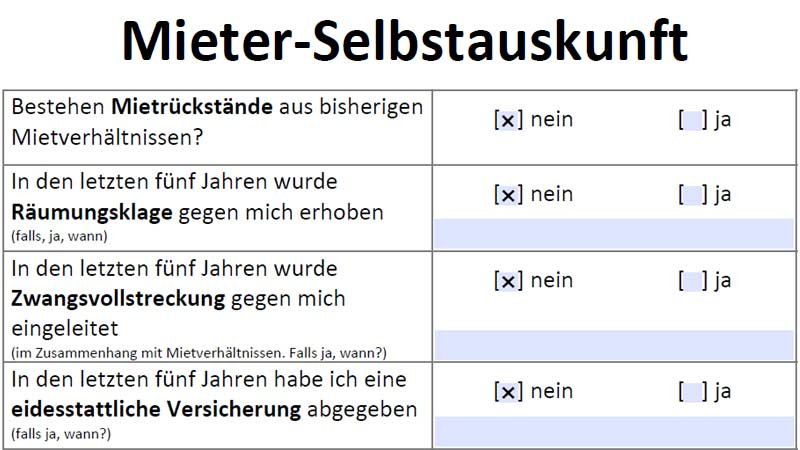 Mieterselbstauskunft,Formular,Fragen,Vermieter,Mieter